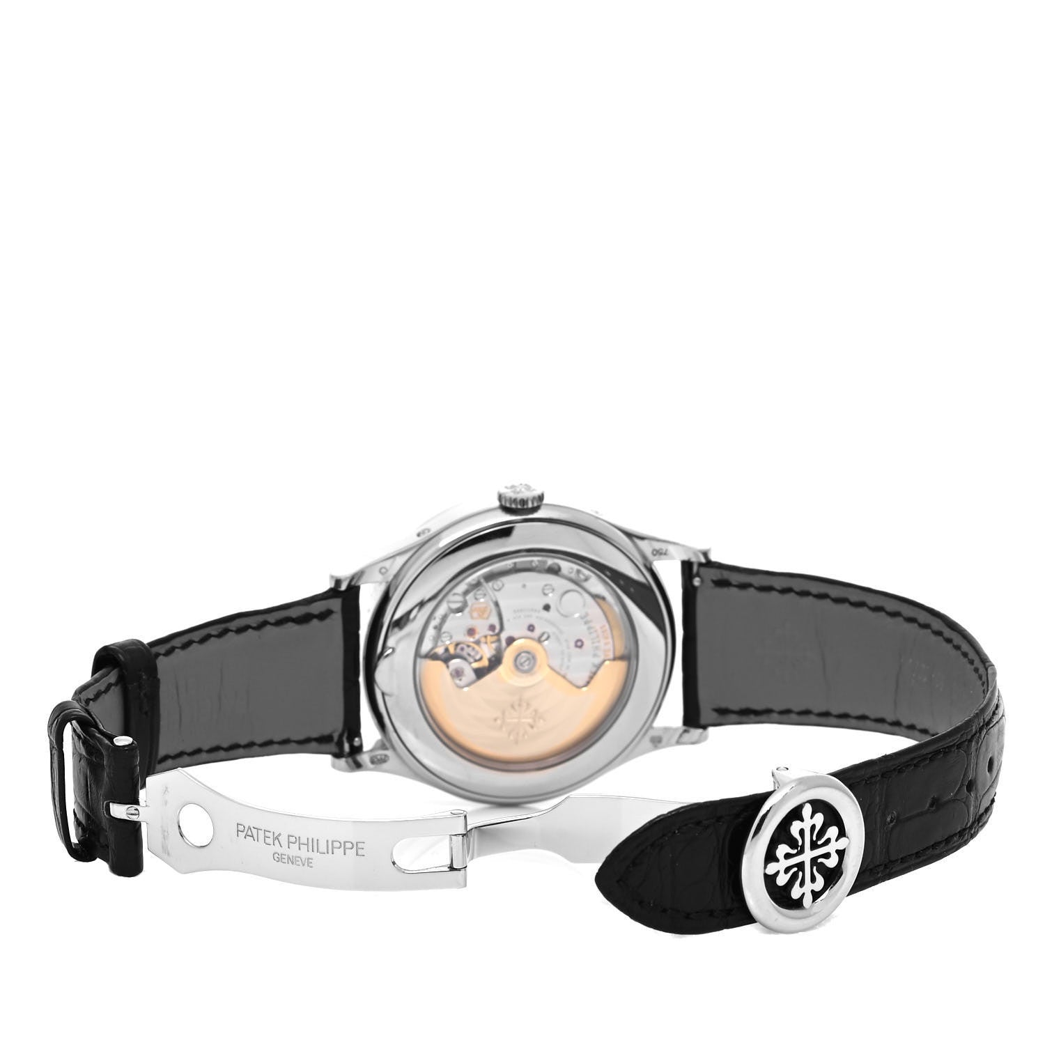 Patek Philippe 18K White Gold Alligator 37mm Annual Calendar Moonphase Automatic Watch Black 5396G-014 5 of 6