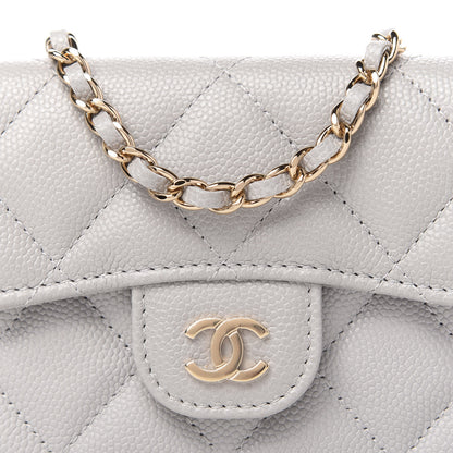 Chanel Caviar Quilted Flap Card Holder On Chain Grey 10 of 11