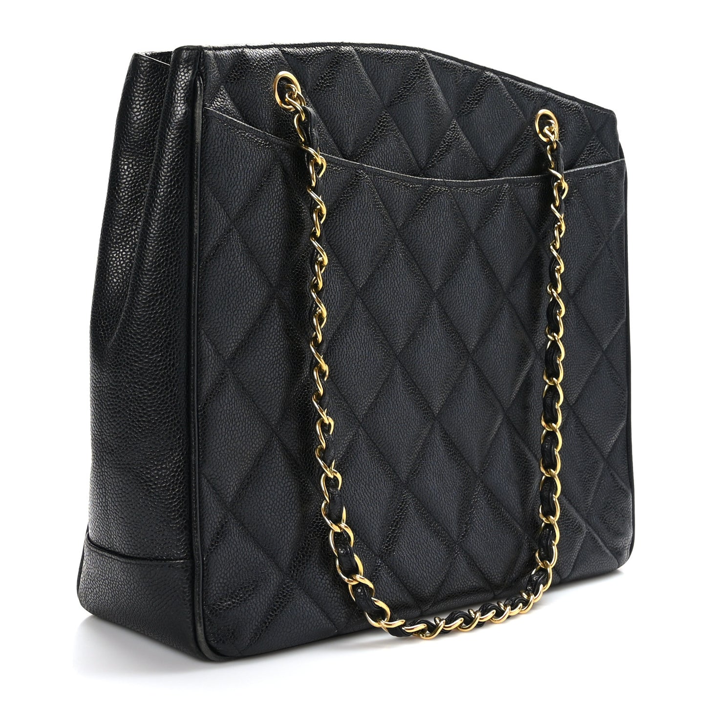 Caviar Quilted Flap Shoulder Bag Black