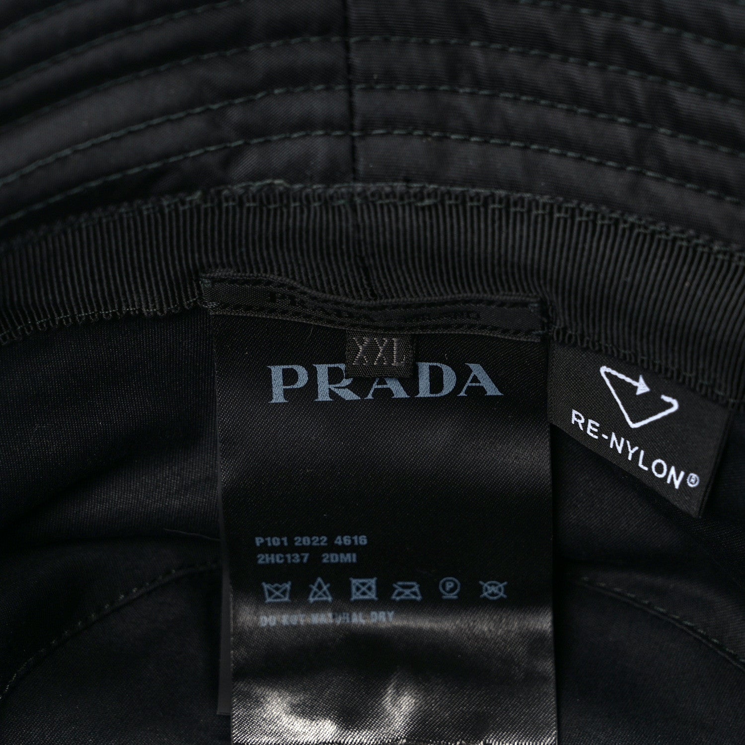 Prada Re-Nylon Metal Triangle Logo Mens Bucket Hat XXL Black 8 of 9