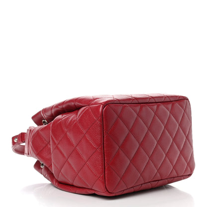 Chanel Caviar Flat Quilted CC Chain Bucket Drawstring Bag Dark Pink 4 of 10