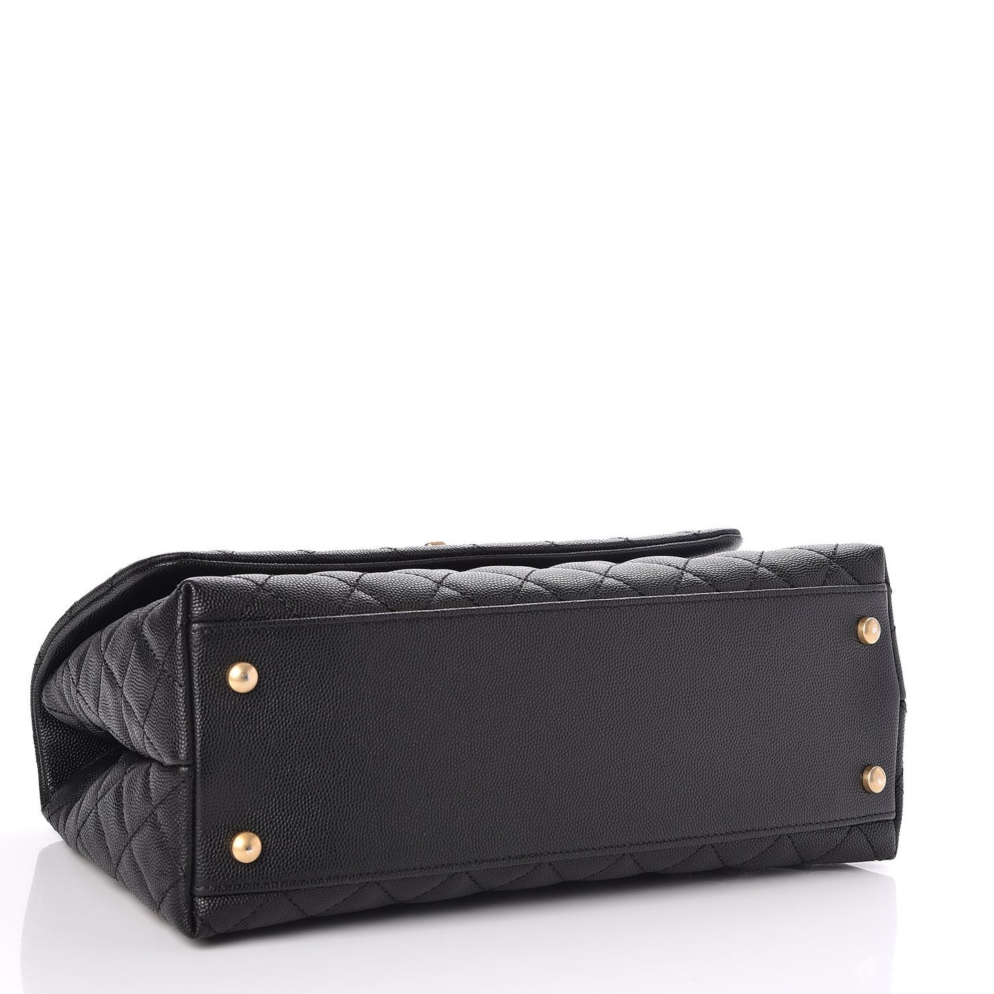 Caviar Lizard Quilted Small Coco Handle Flap Black