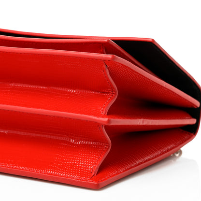 Balenciaga Patent Calfskin Lizard Embossed Sharp S Chain Satchel Vivid Red 9 of 9
