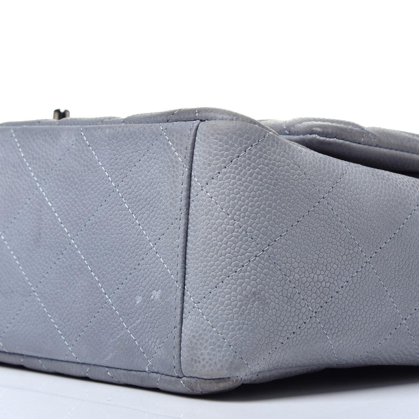 Iridescent Caviar Maxi Double Flap Light Blue