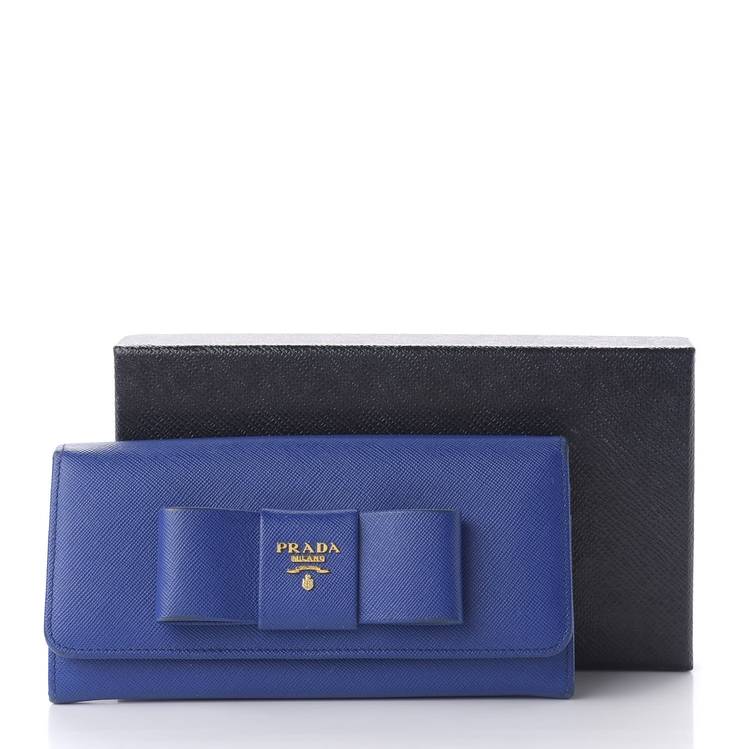 Prada Saffiano Fiocco Bow Continental Wallet Royal 10 of 10