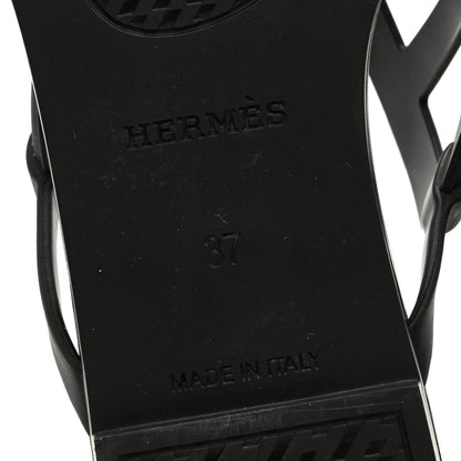 Hermes Rubber Womens Egerie Sandals 37 Black 6 of 8