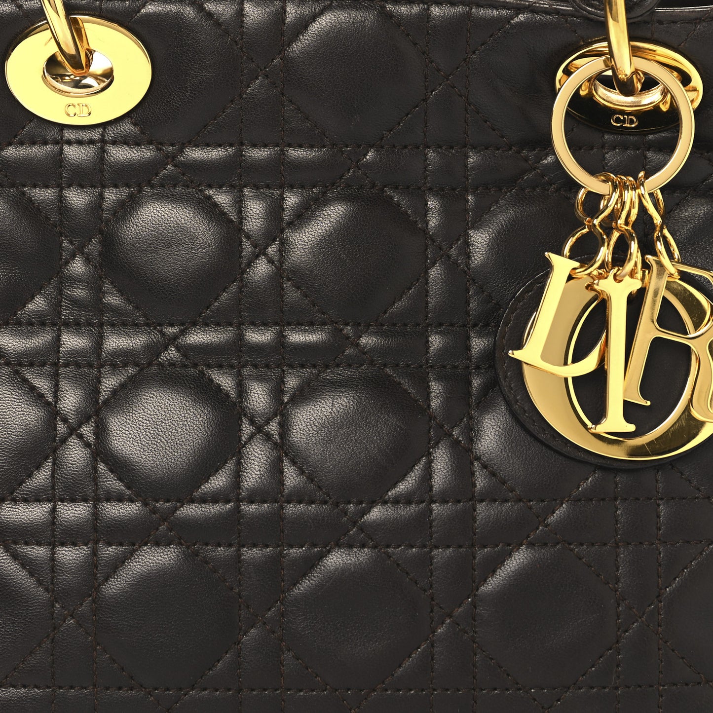 Lambskin Cannage Medium Lady Dior Dark Brown