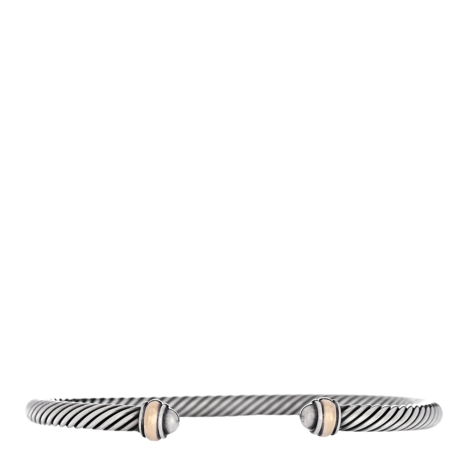 David Yurman Sterling Silver 18K Yellow Gold 4mm Cable Classics Bracelet 1 of 4