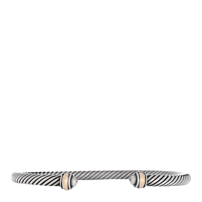 David Yurman Sterling Silver 18K Yellow Gold 4mm Cable Classics Bracelet 1 of 4