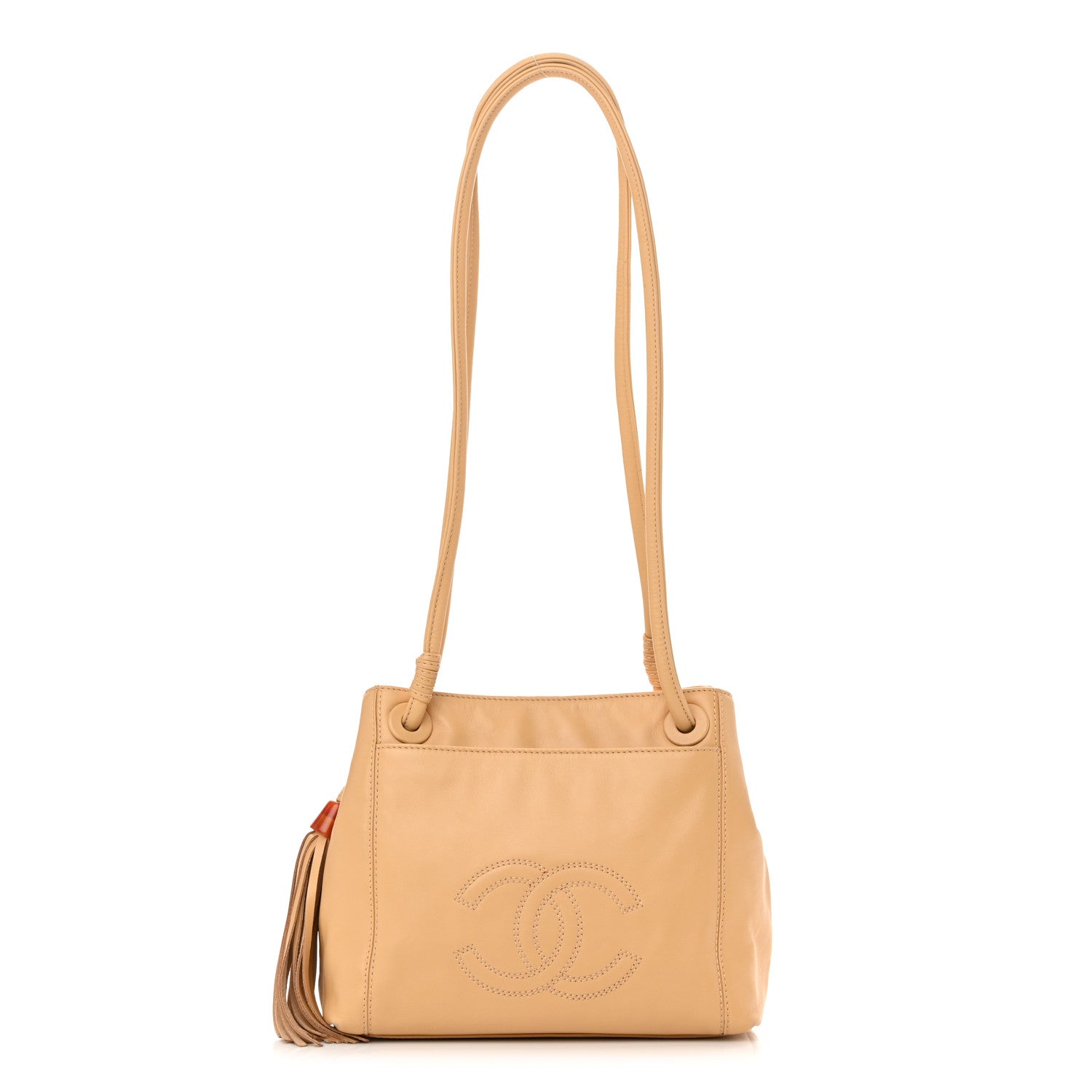 Chanel Lambskin CC Tassel Shoulder Bag Beige 1 of 18