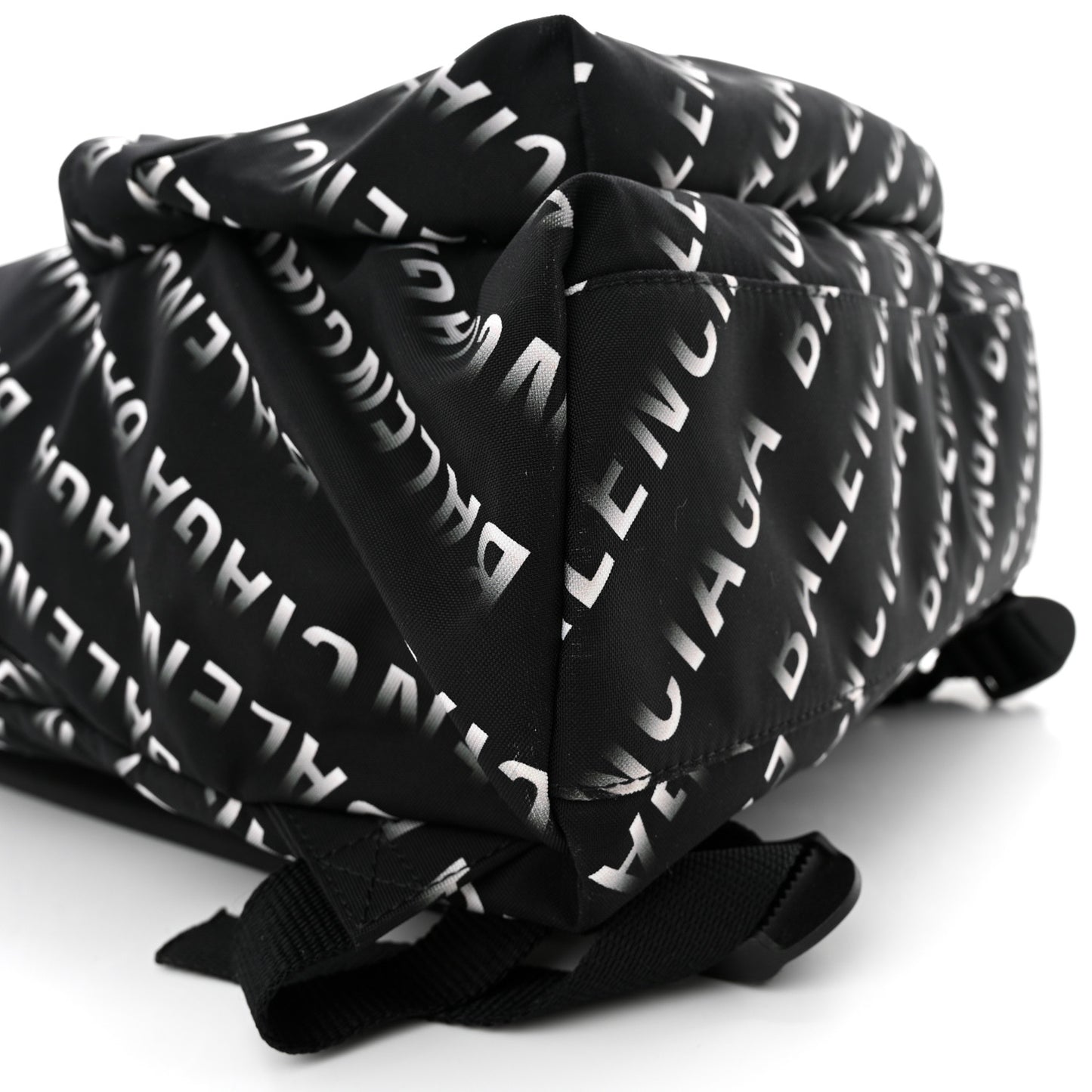 Recycled Sport Nylon Allover Gradient Logo Wheel Backpack Black White