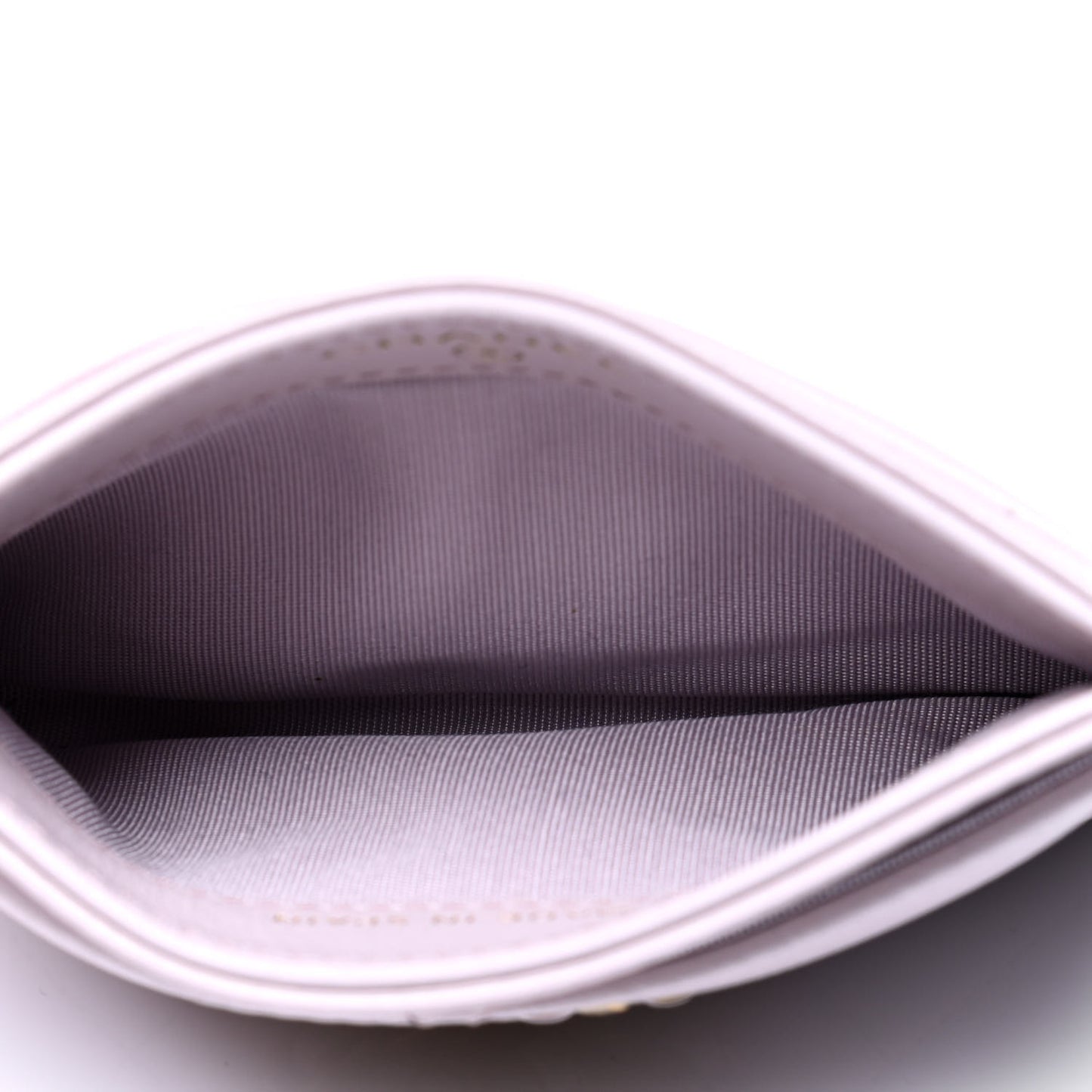 Lambskin Quilted Chanel 19 Card Holder Light Purple
