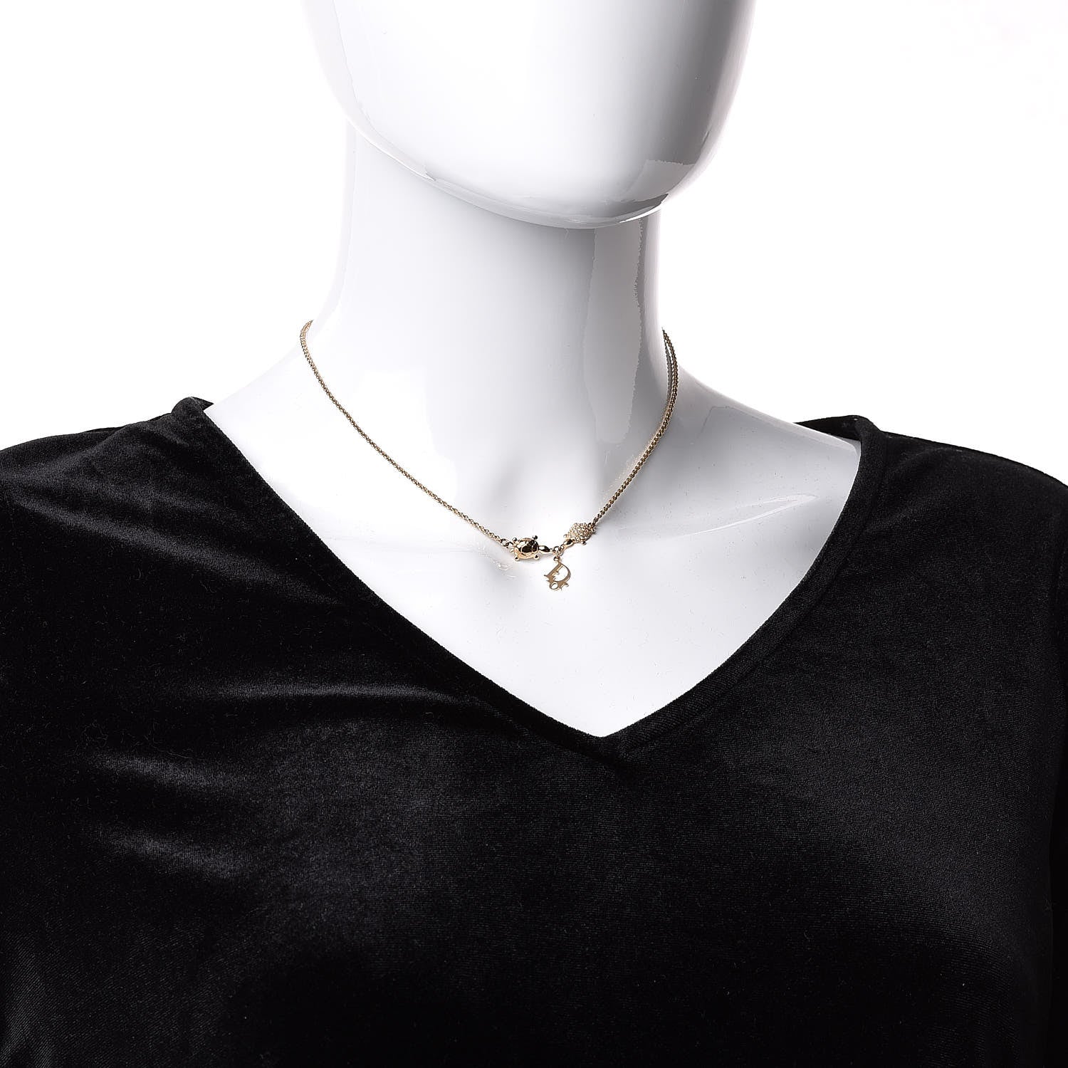 Christian Dior Metal Crystal Turtles Necklace Gold 2 of 4