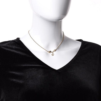 Christian Dior Metal Crystal Turtles Necklace Gold 2 of 4
