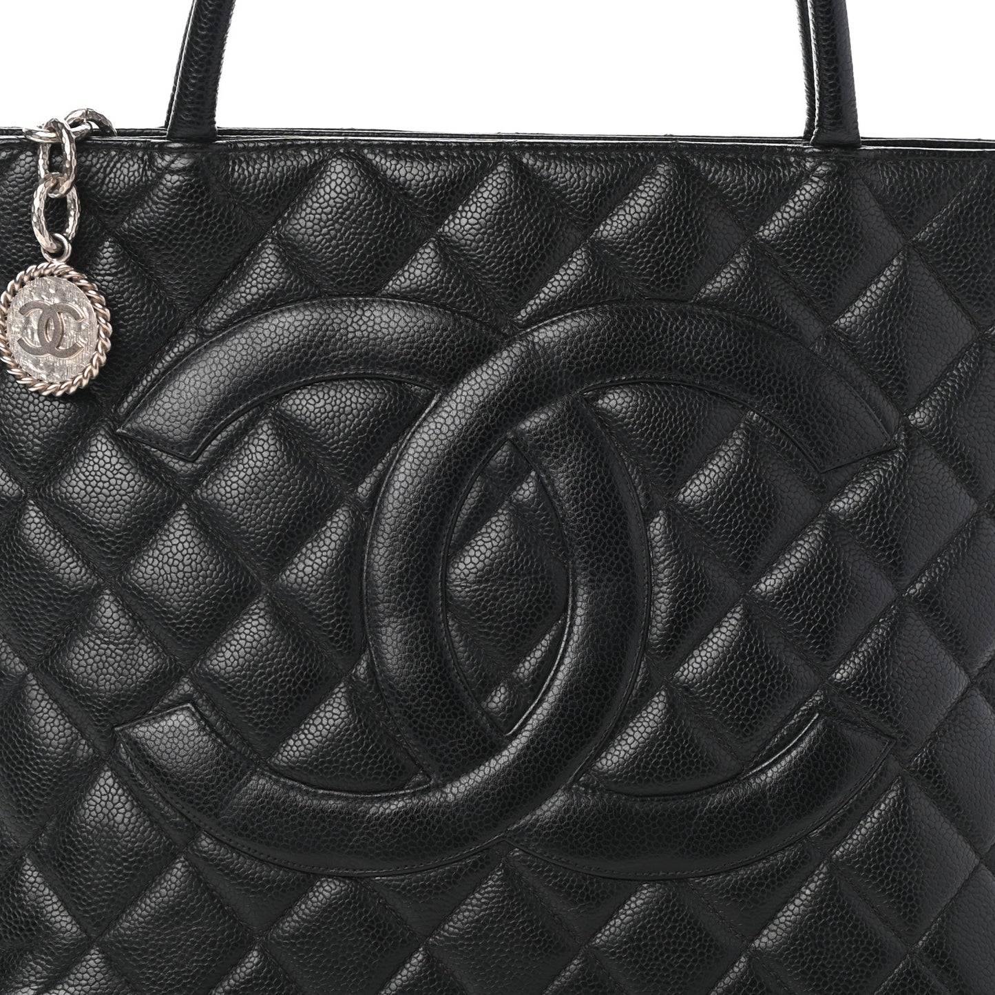 Caviar Quilted Medallion Tote Black