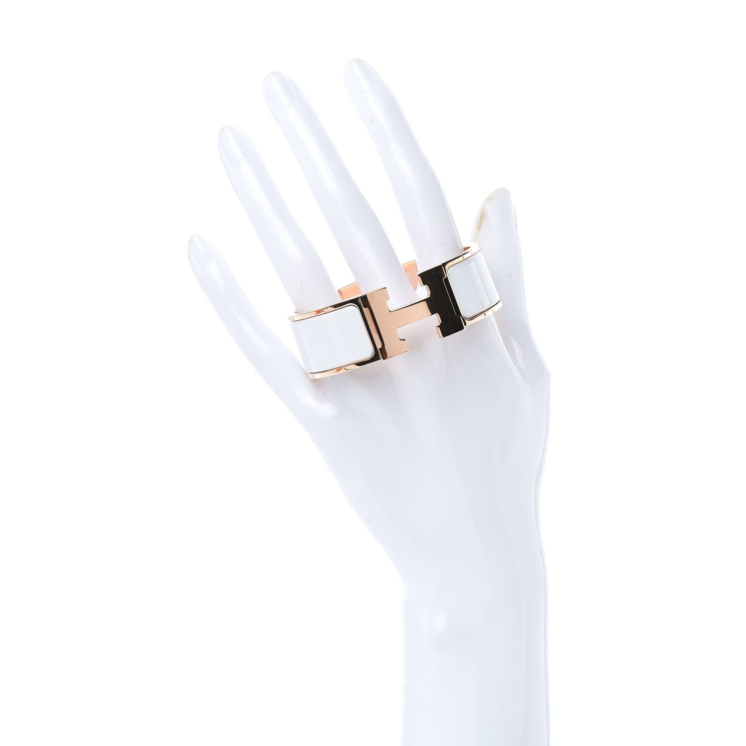 Hermes Enamel Wide Clic Clac H Bracelet PM White 2 of 8