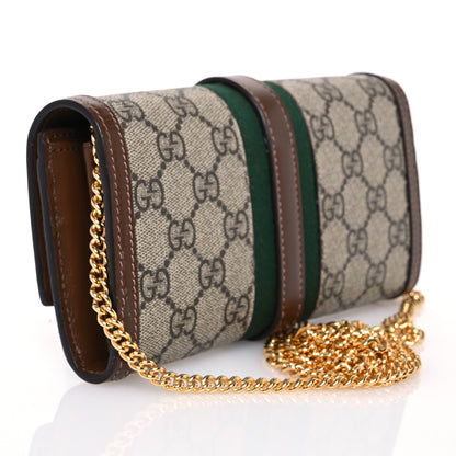 Gucci GG Supreme Monogram Azalea Calfskin Web Jackie 1961 Chain Wallet Beige Ebony Brown Sugar 3 of 17
