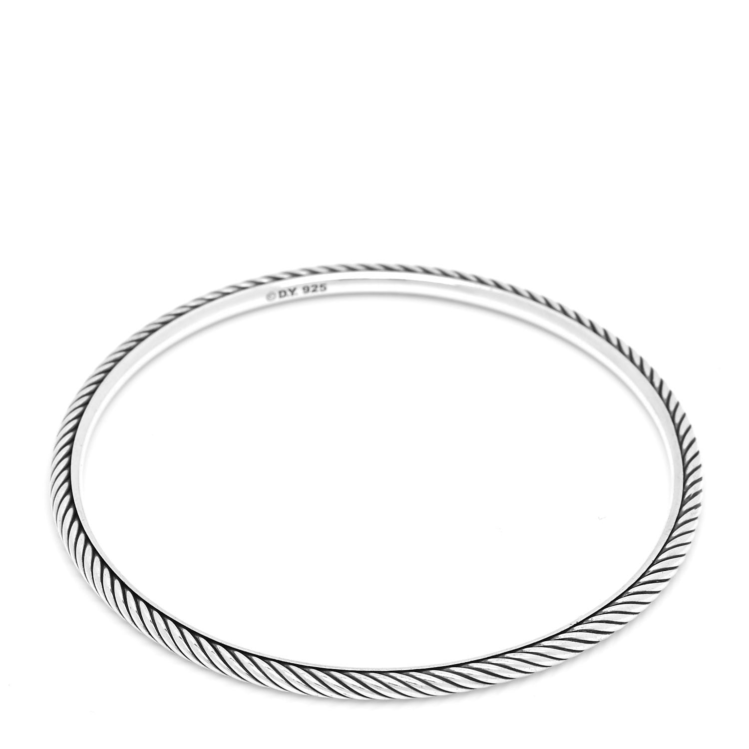 David Yurman Sterling Silver 2.5mm Cable Classics Bangle Bracelet 3 of 5