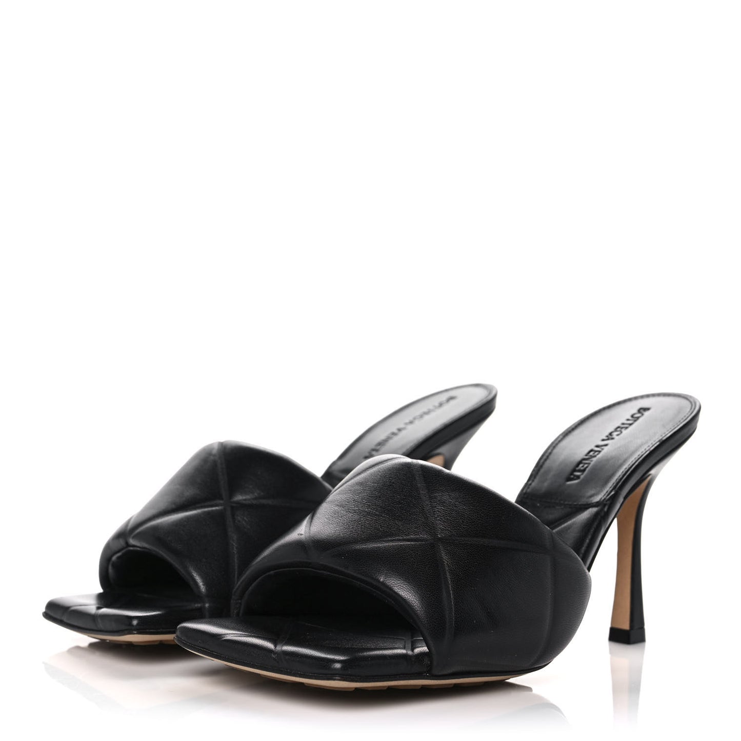 Nappa Quilted Rubber Lido Mule Sandals 37.5 Black