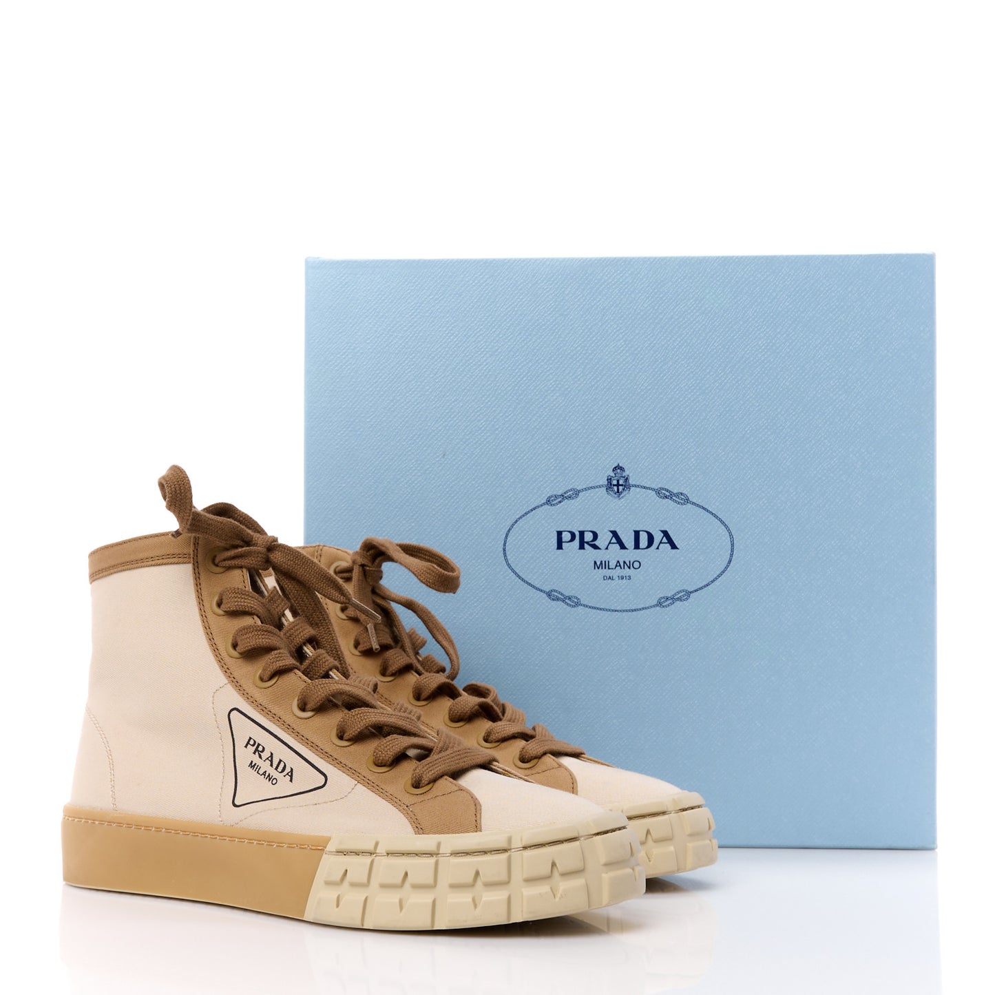 Gabardine Triangle Logo Bi-Color Wheel High Top 35mm Sneakers 38.5 Corda Kaki