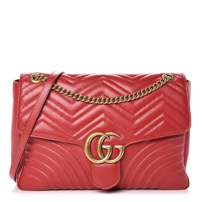 Gucci Calfskin Matelasse Large GG Marmont Shoulder Bag Hibiscus Red 1 of 9