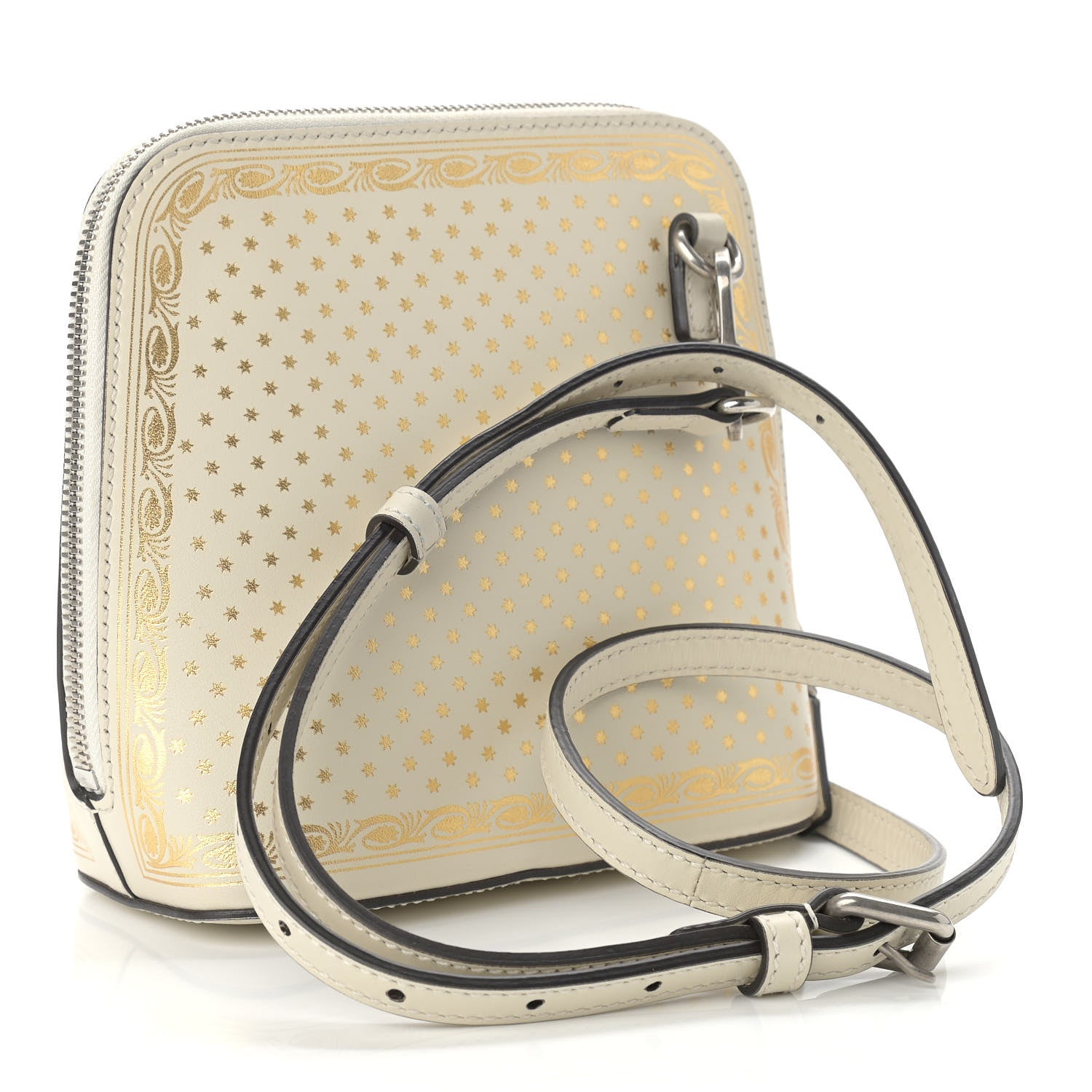Gucci X SEGA Calfskin GUCCY Stars Mini Dome Shoulder Bag Mystic White Gold 3 of 9