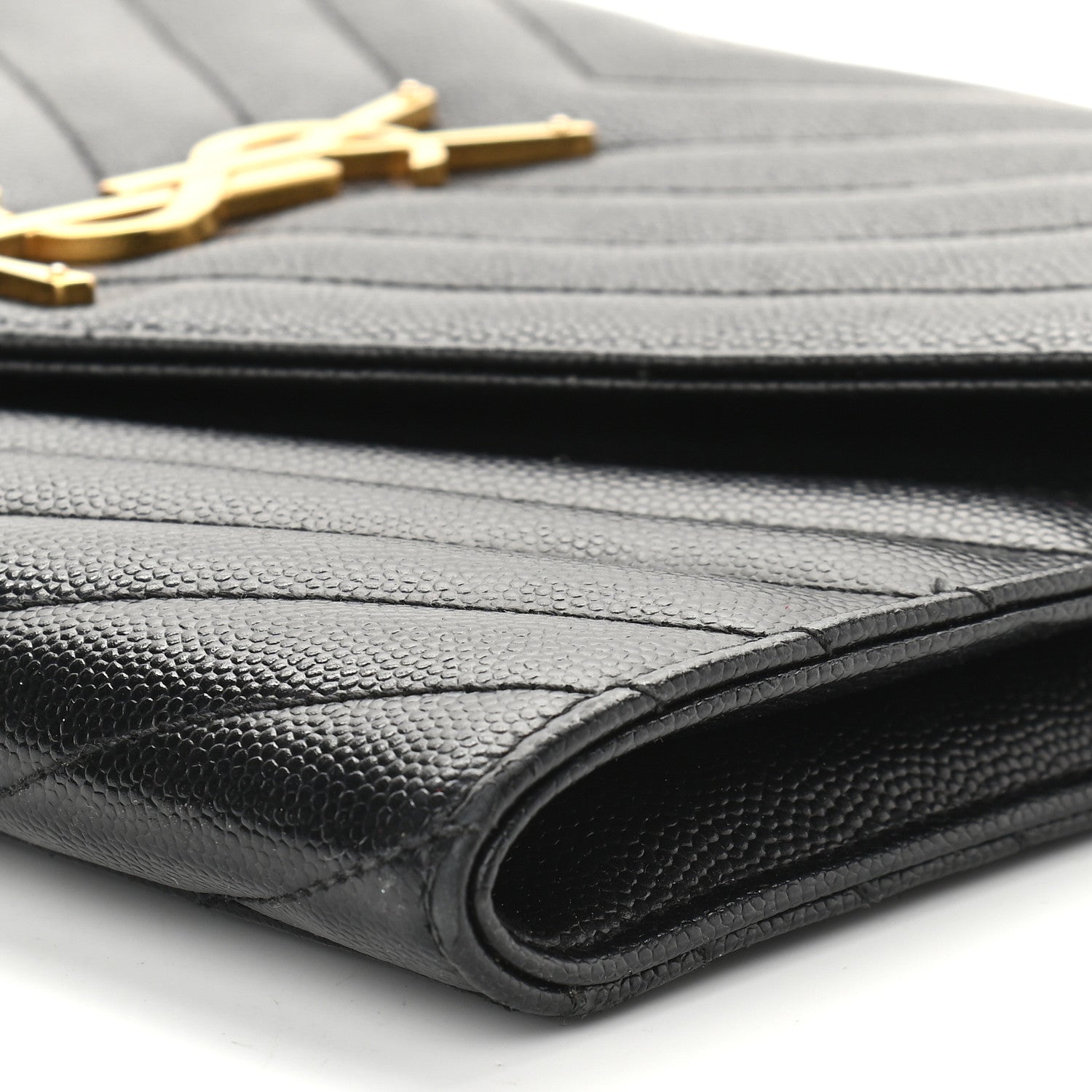 Saint Laurent Grain De Poudre Matelasse Chevron Monogram Envelope Clutch Black 8 of 10