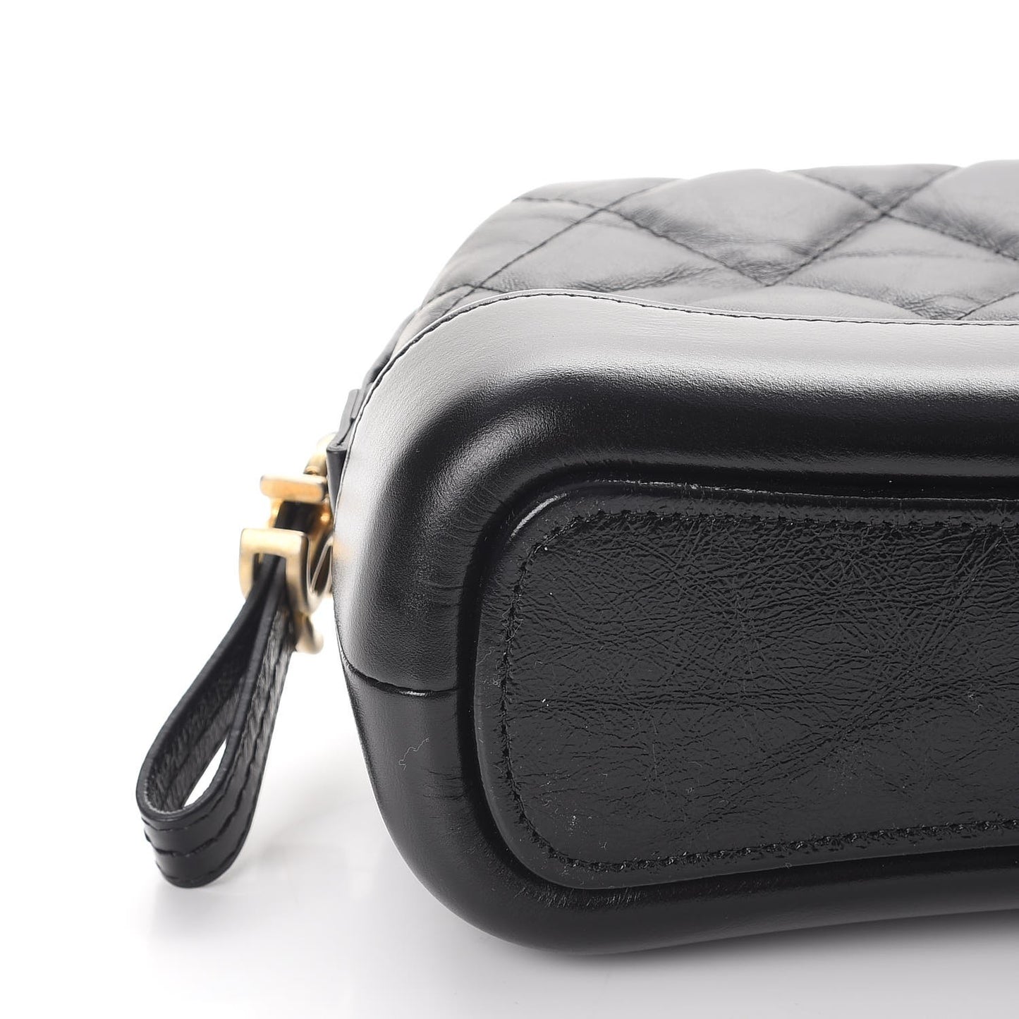 Aged Calfskin Quilted Gabrielle Classic Pouch Black