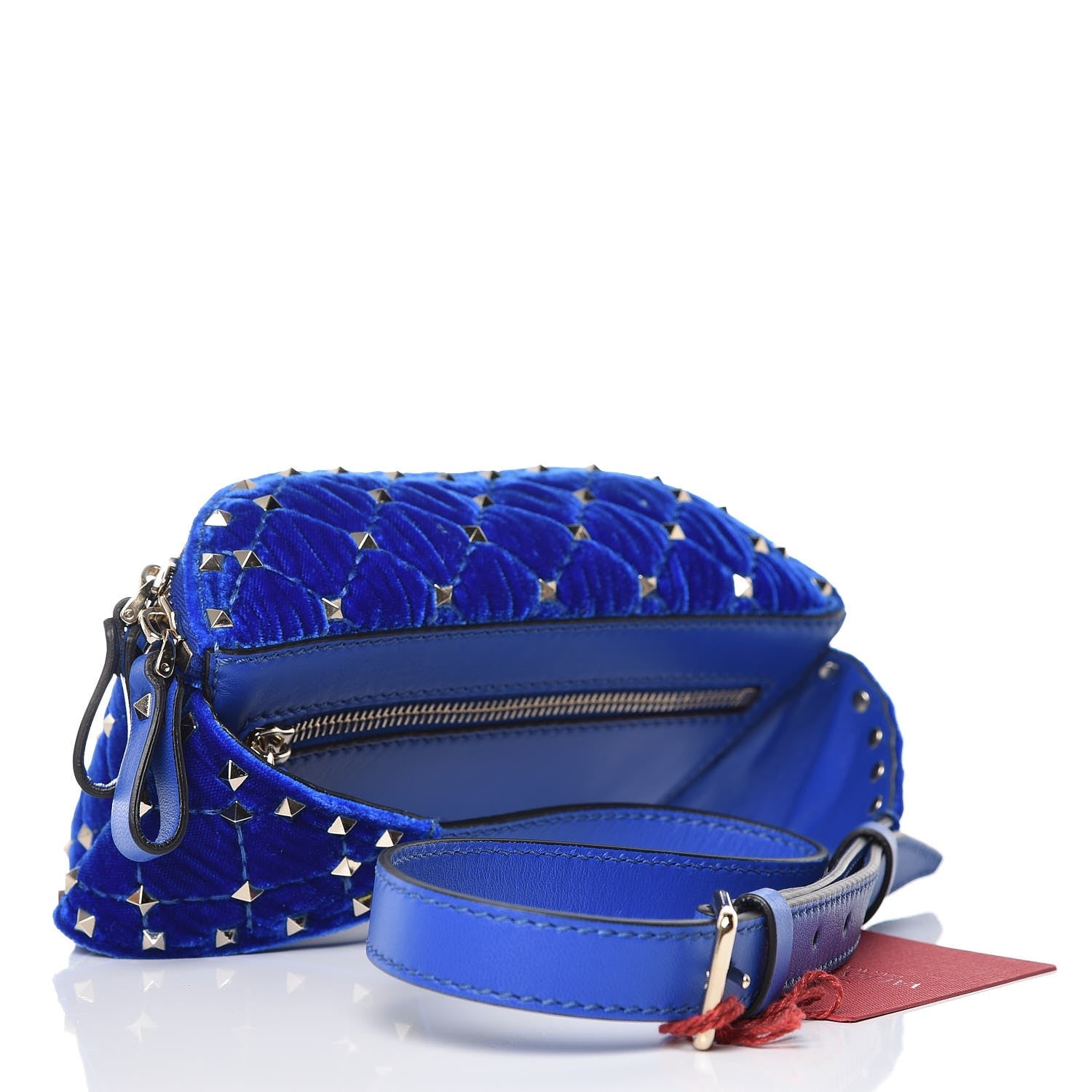 Valentino Garavani Velvet Rockstud Spike Belt Bag 95 Acid Blue 4 of 7