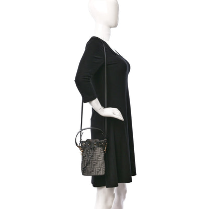 Fendi Chenille Vitello King FF Mini Mon Tresor Bucket Bag Antracite Asfalto 2 of 9