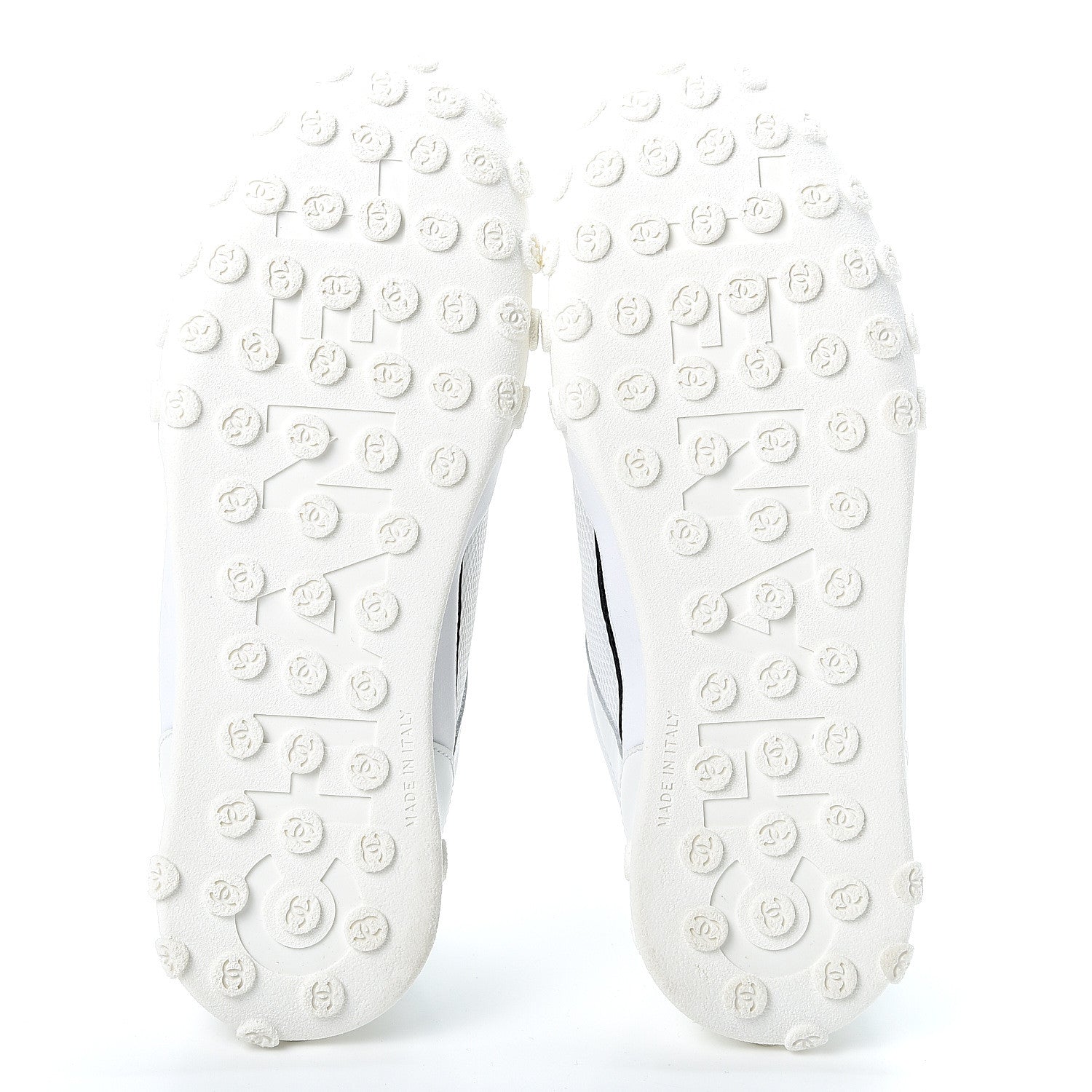 Chanel Calfskin Mesh Lycra Womens Logo Sneakers 38 White 6 of 9