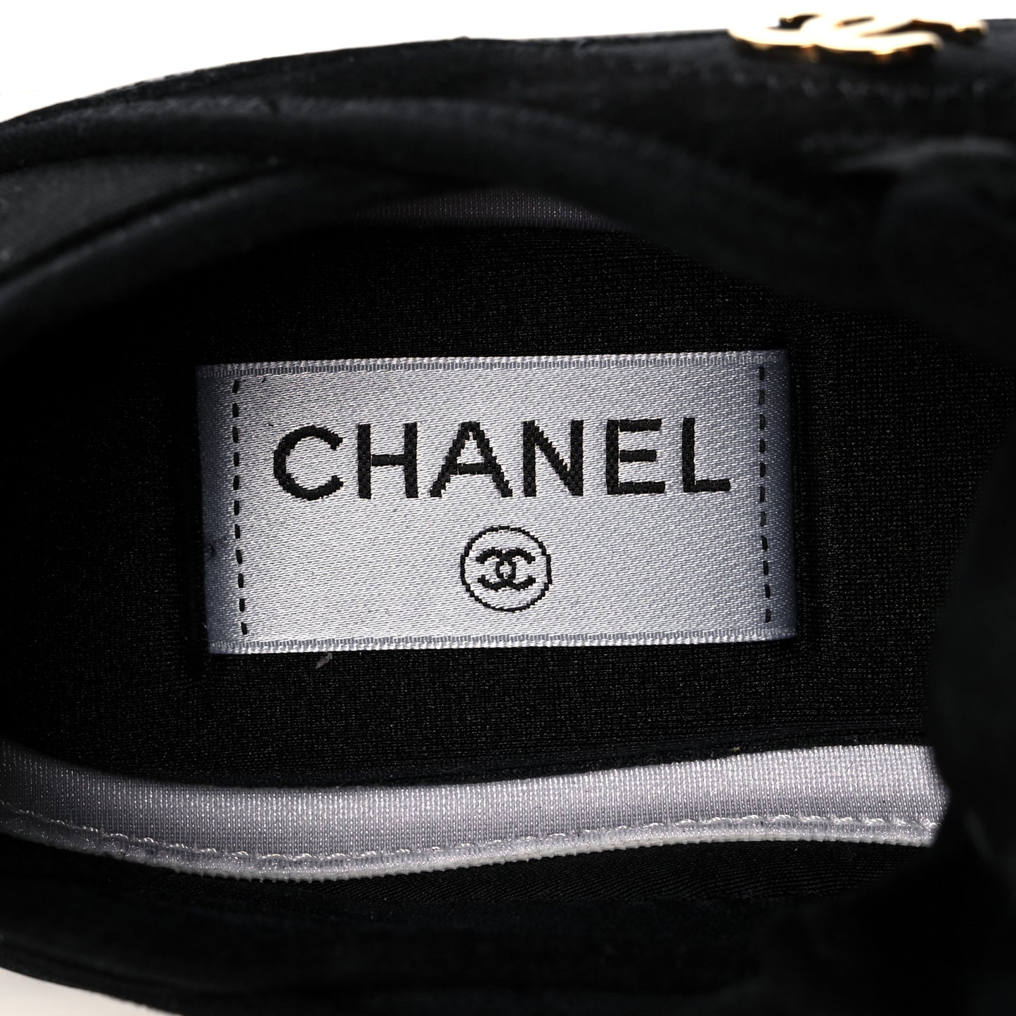 Velvet Calfskin Mixed Fibers CC Sneakers 36 Black