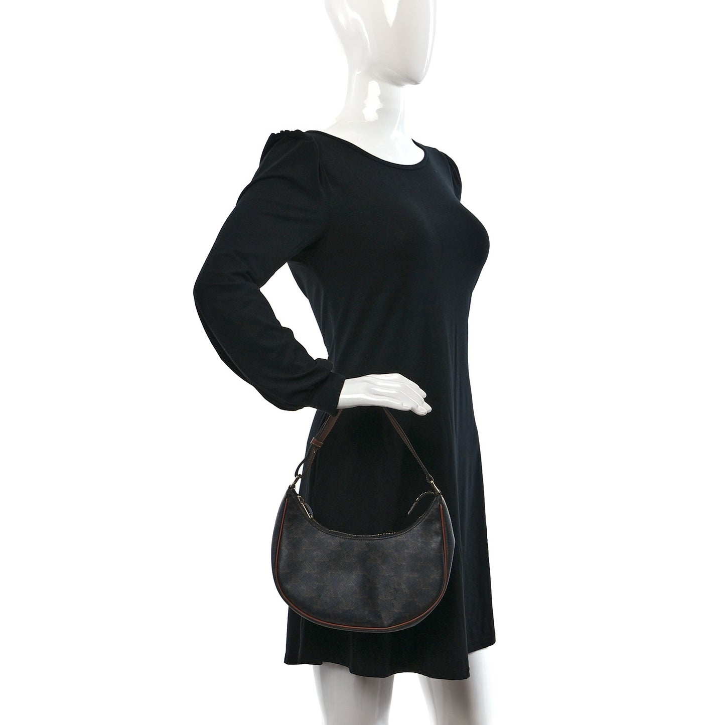 Triomphe Canvas Calfskin Ava Shoulder Bag Tan