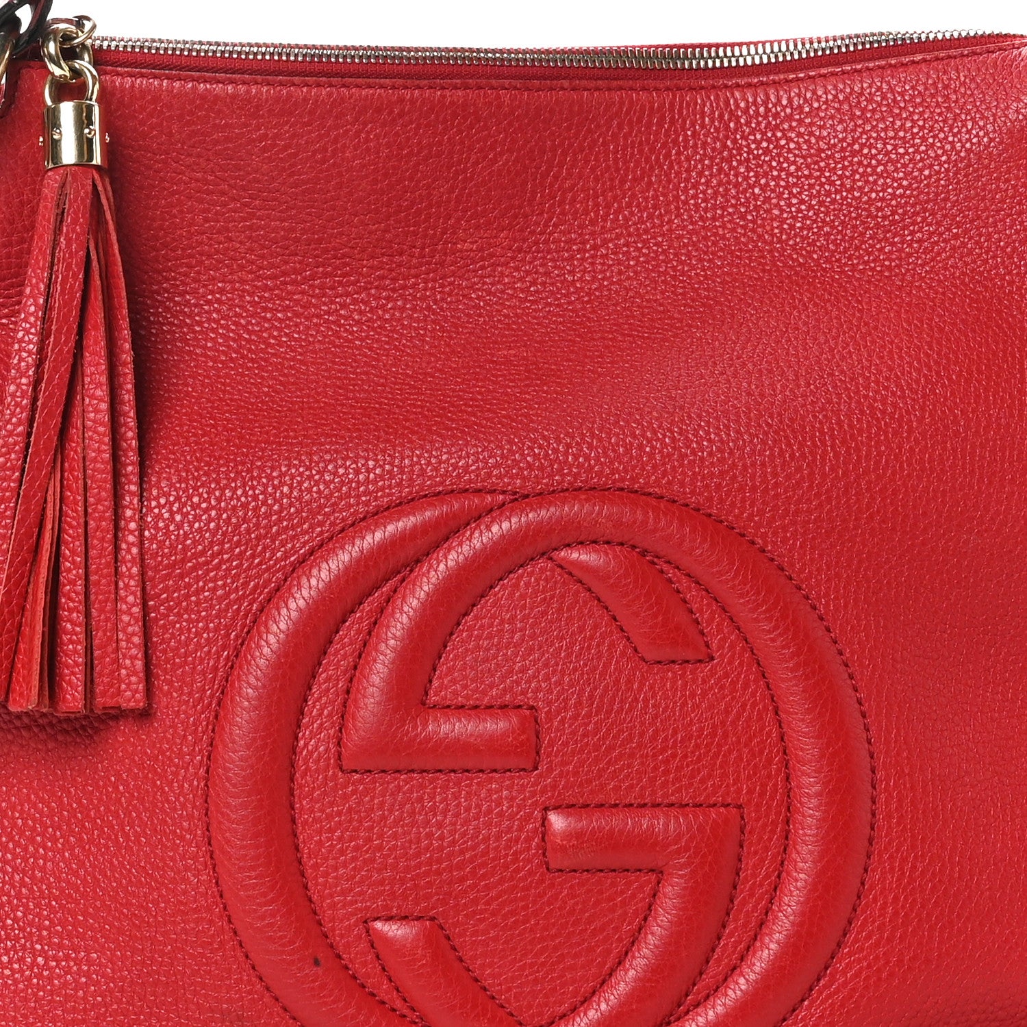 Gucci Pebbled Calfskin Large Soho Hobo Tabasco Red 8 of 15