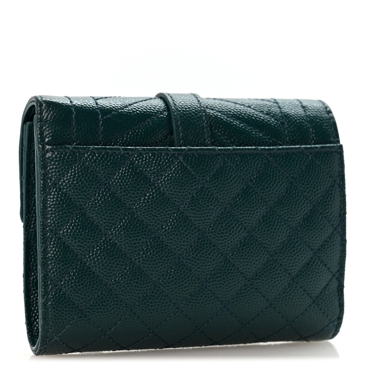 Grain De Poudre Mixed Matelasse Triquilt Monogram Compact Tri Fold Wallet Sea Turquois