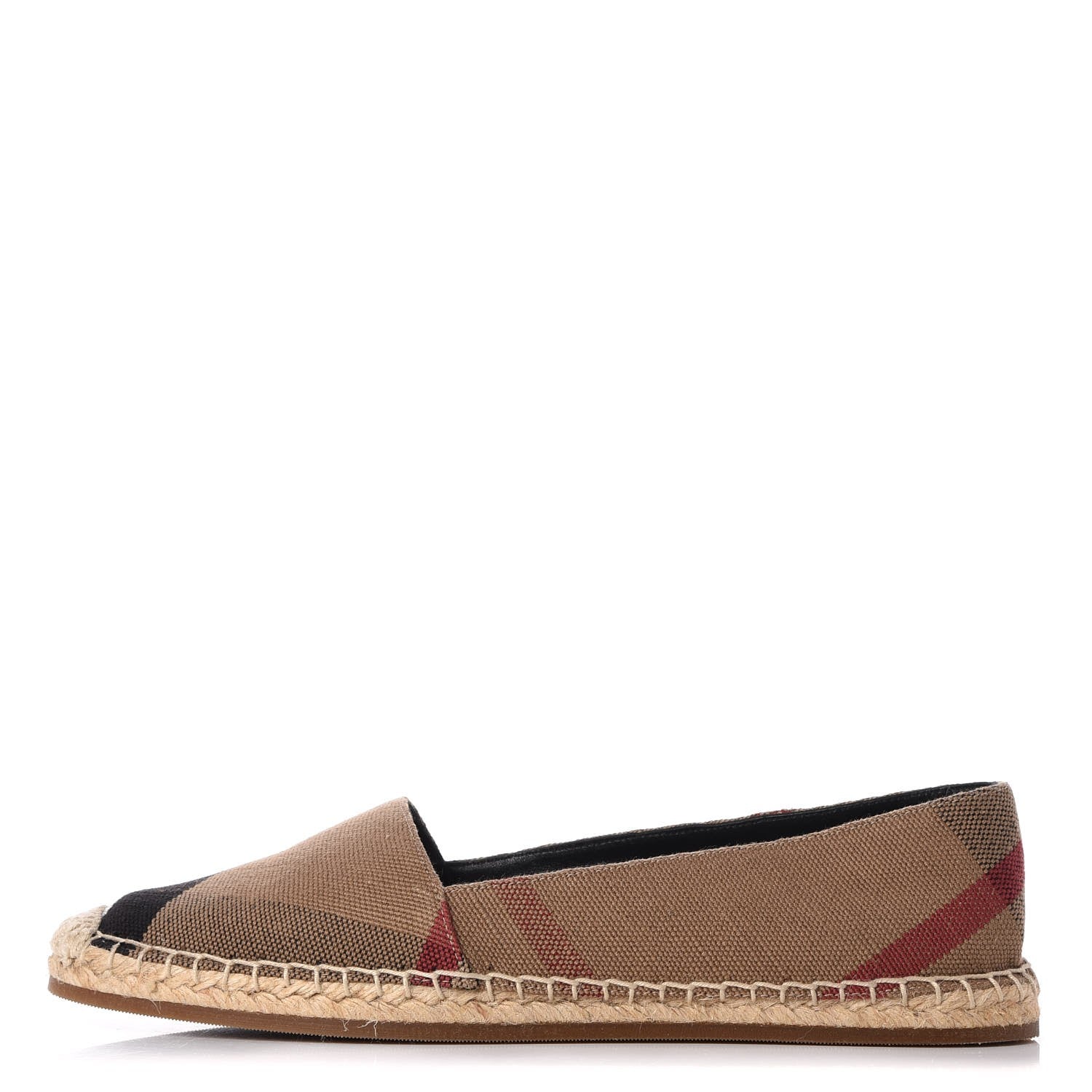 Burberry Canvas House Check Hodgeson Brit Espadrille Flats 39.5 Dark Tan 1 of 13
