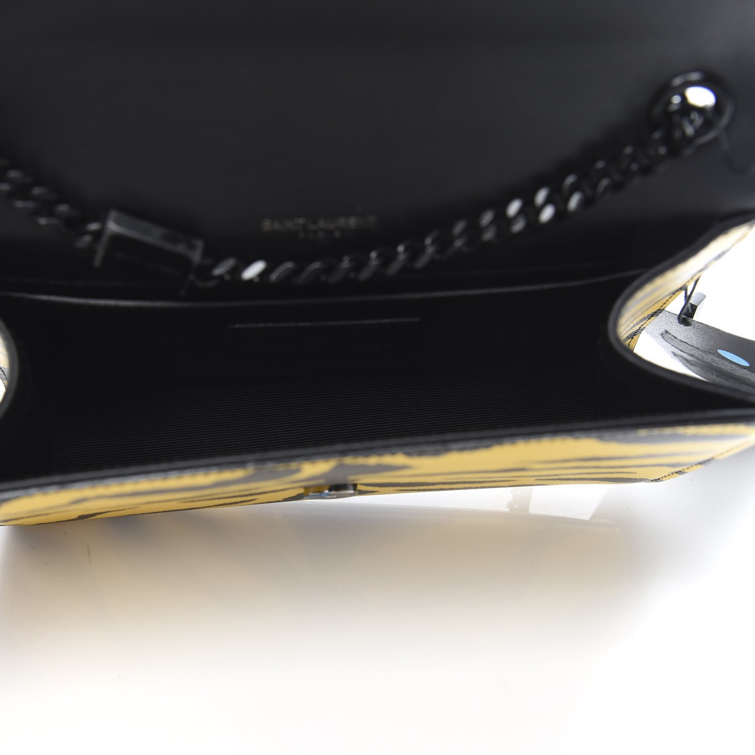 Saint Laurent Grain De Poudre Zebra Print Small Classic Monogram Kate Satchel Yellow 5 of 9