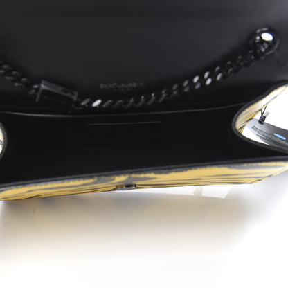 Saint Laurent Grain De Poudre Zebra Print Small Classic Monogram Kate Satchel Yellow 5 of 9