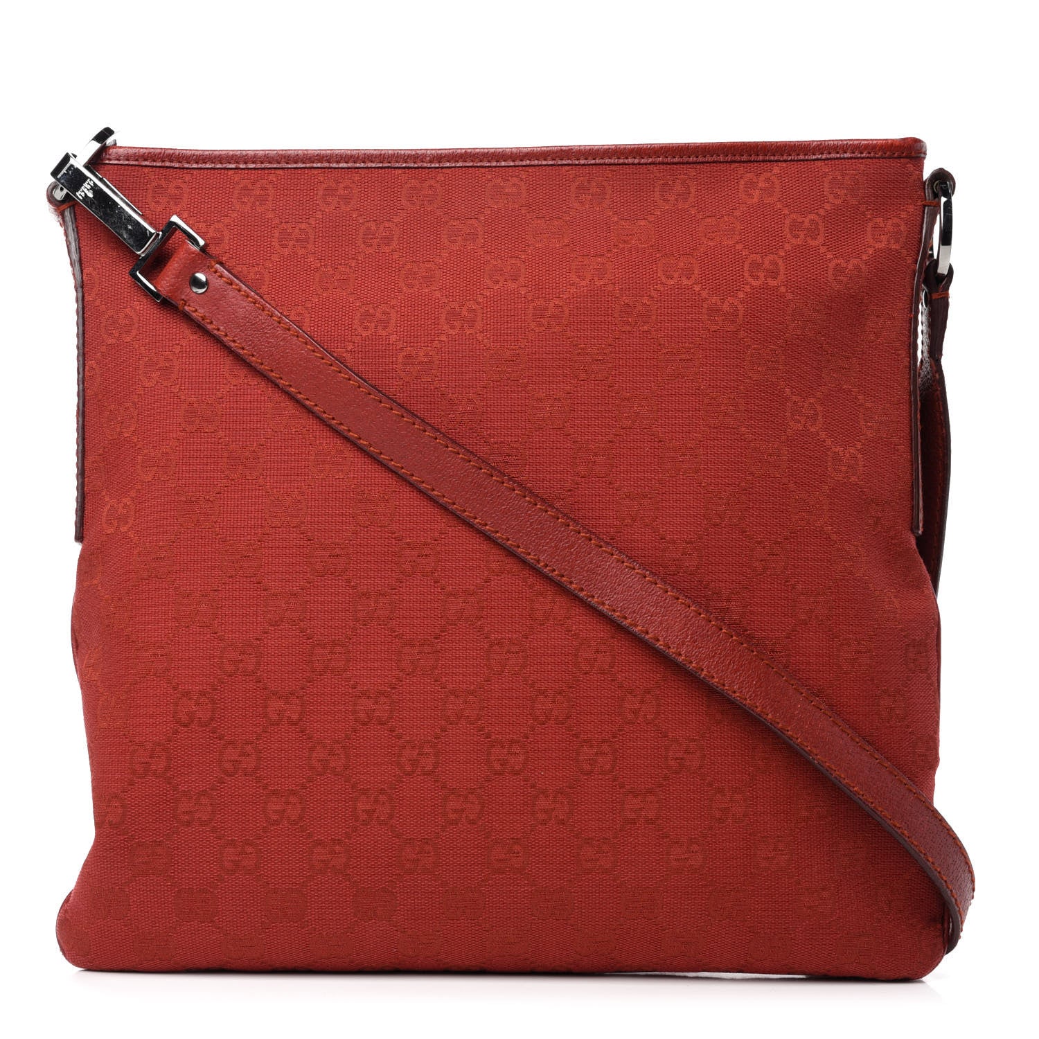Gucci Monogram Medium Flat Messenger Bag Red 1 of 12