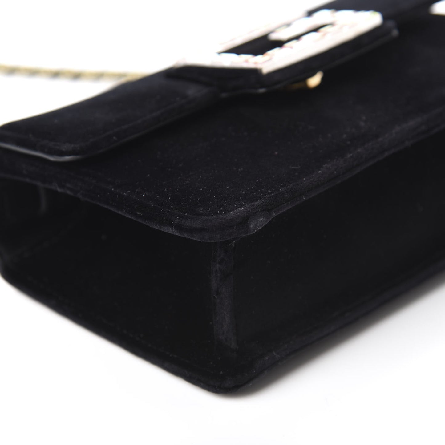 Velvet Crystal Square G Shoulder Bag Black