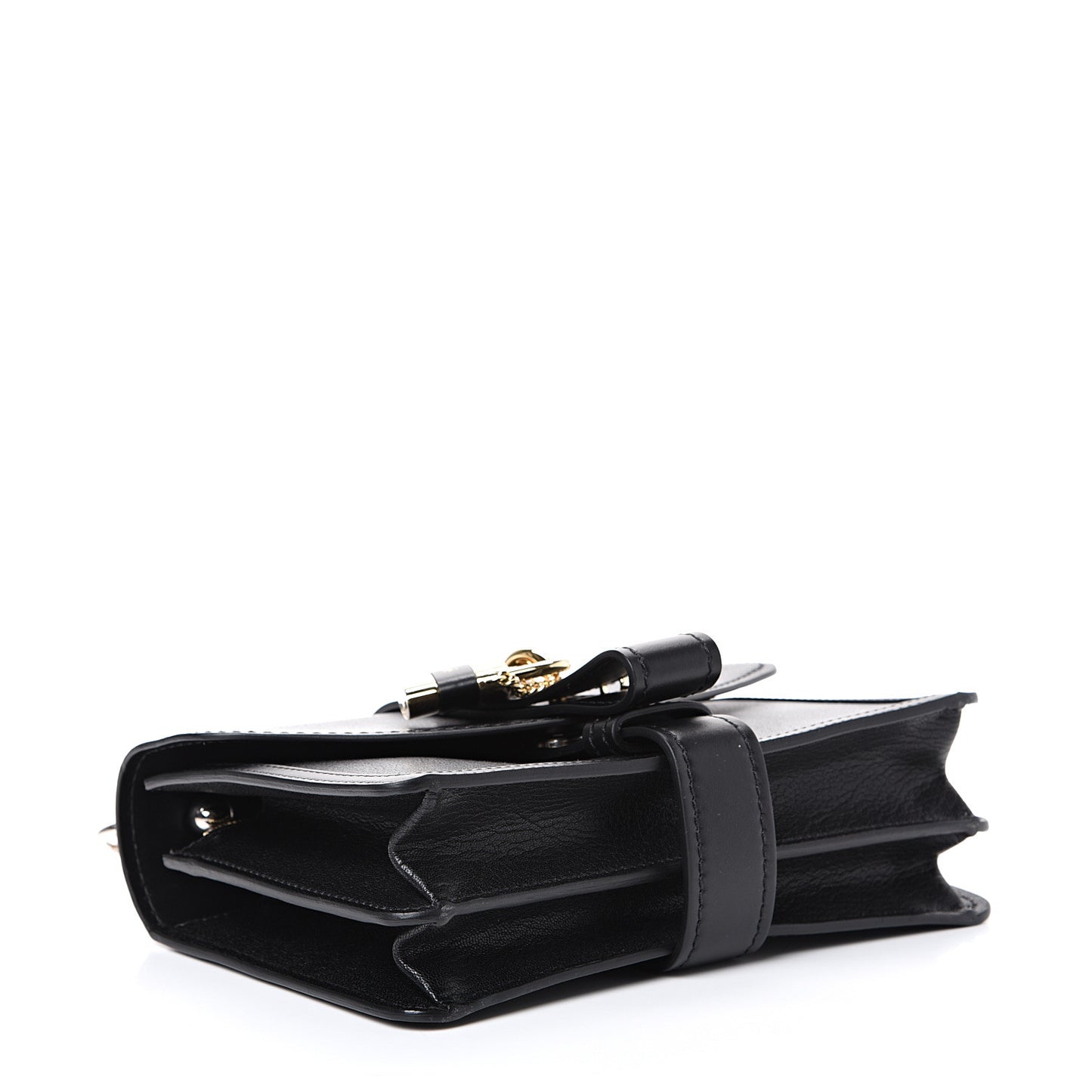 Shiny Goatskin Calfskin Aby Chain Shoulder Bag Black