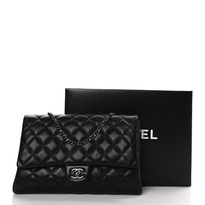 Chanel Lambskin Quilted Clutch with Chain Flap Black 10 of 10
