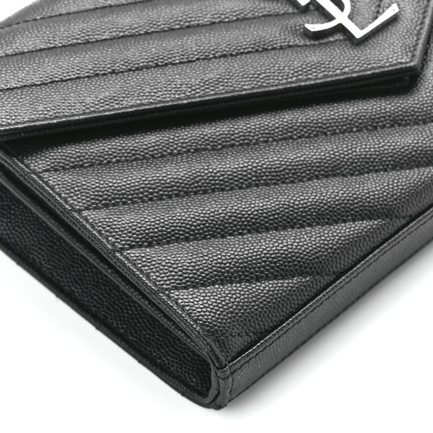 Grain De Poudre Matelasse Chevron Monogram Chain Wallet Black