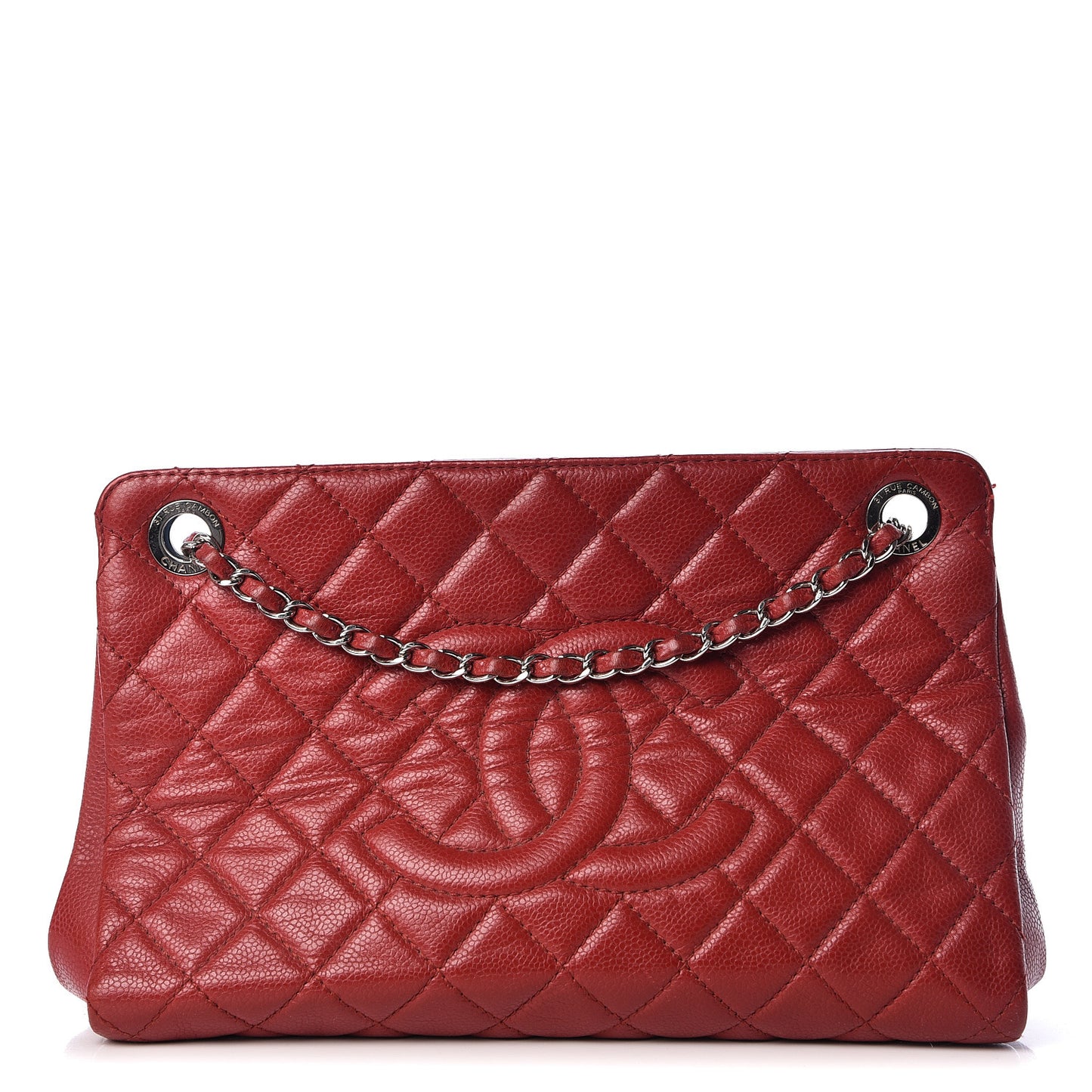 Caviar Quilted Timeless CC Shopping Tote Red