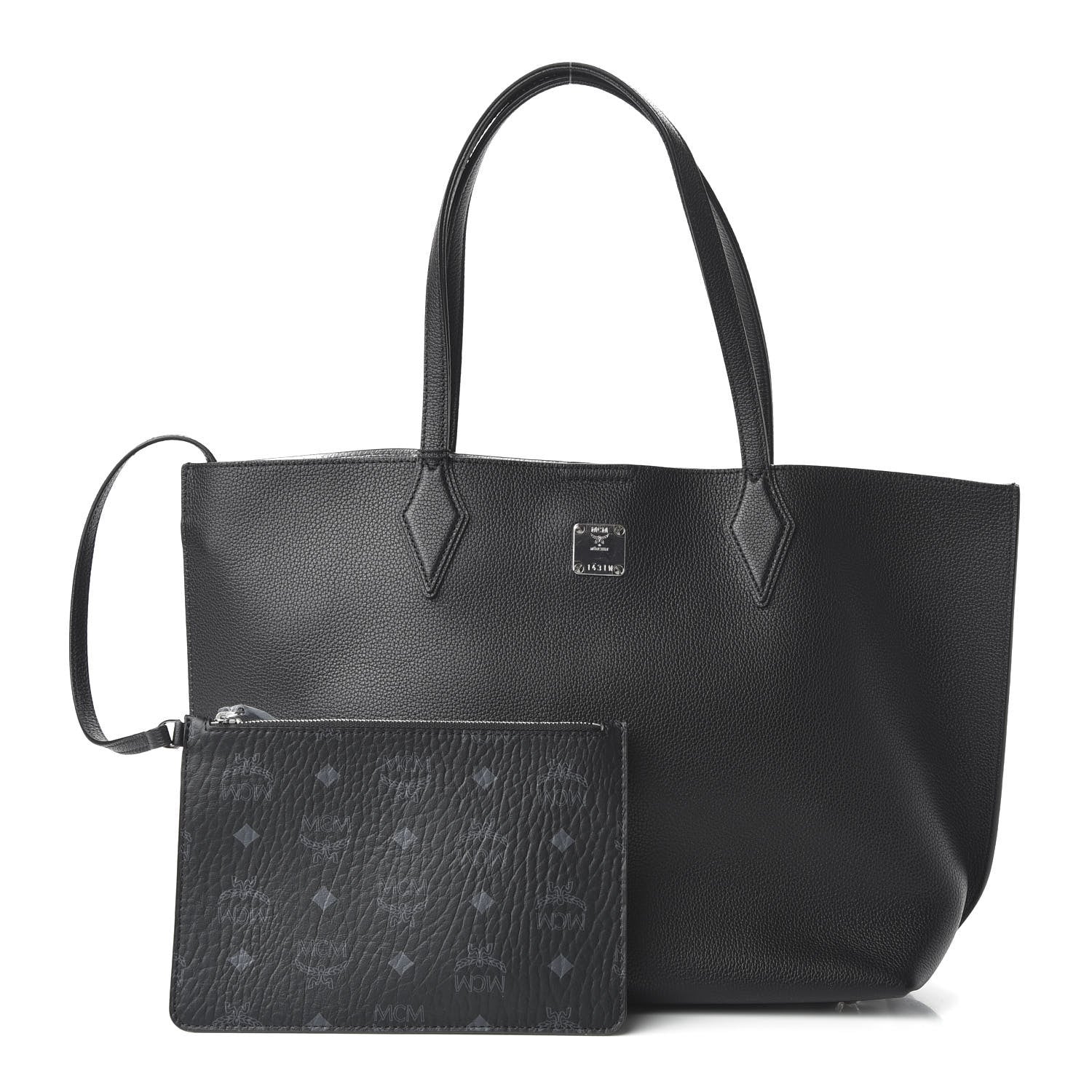 MCM Grained Calfskin Medium Yris Shopper Tote Black 1 of 9