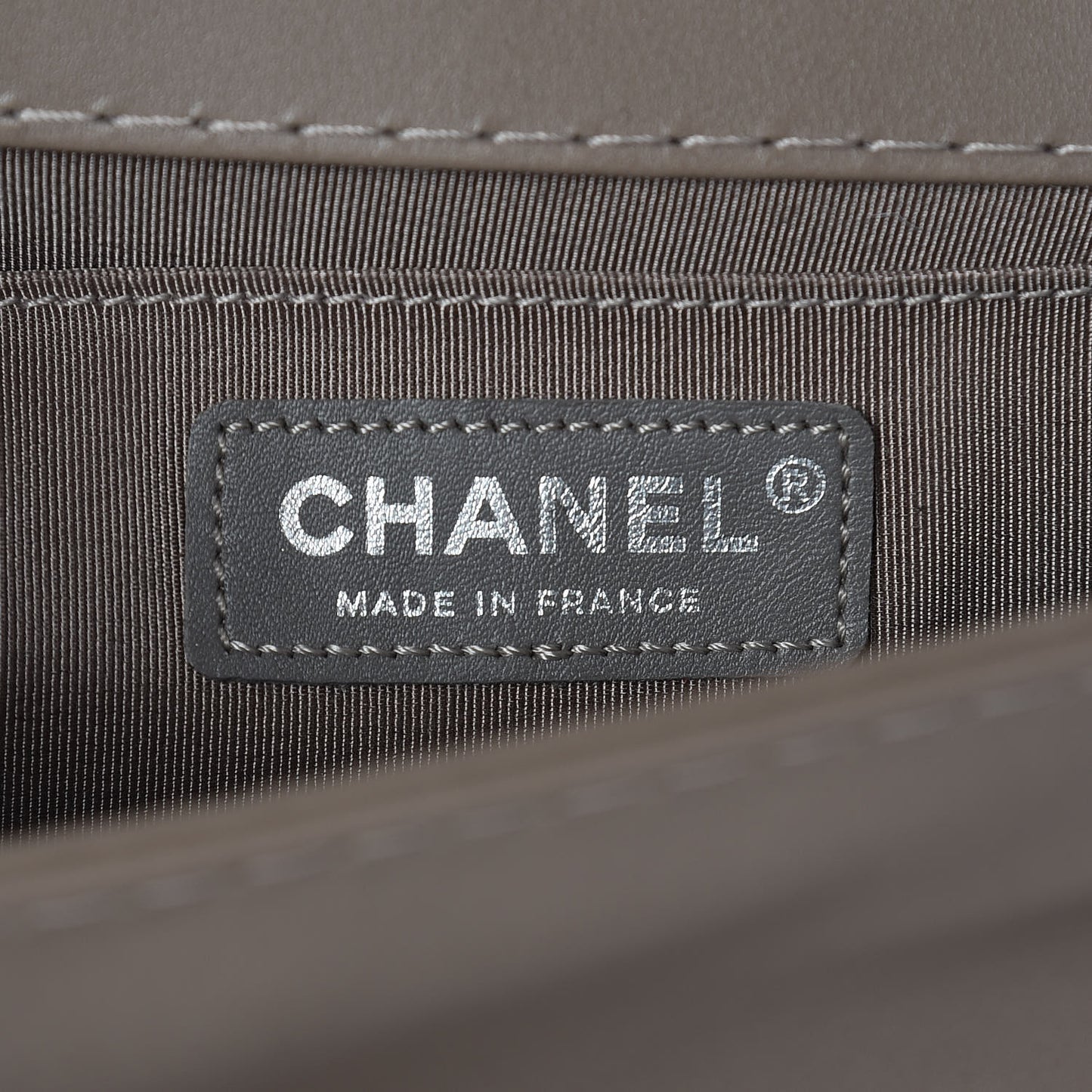Calfskin Stitched Medium Boy Flap Taupe