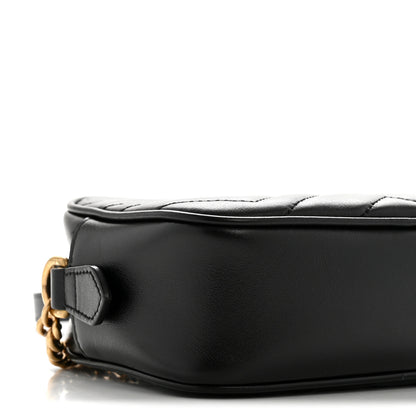 Gucci Calfskin Matelasse Mini GG Marmont Chain Shoulder Bag Black 9 of 12