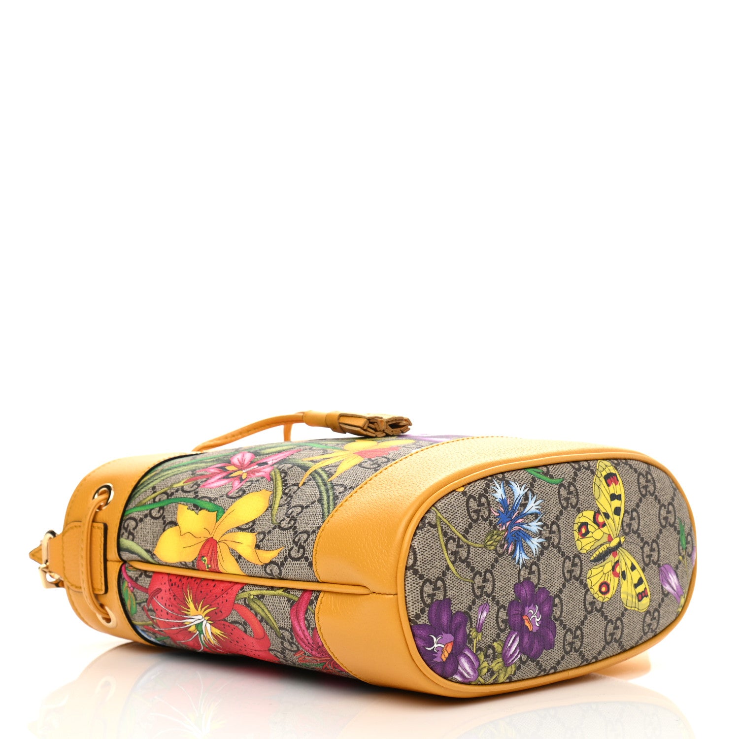 Gucci GG Supreme Monogram Flora Small Ophidia Bucket Bag Beige Multicolor Crop 4 of 10