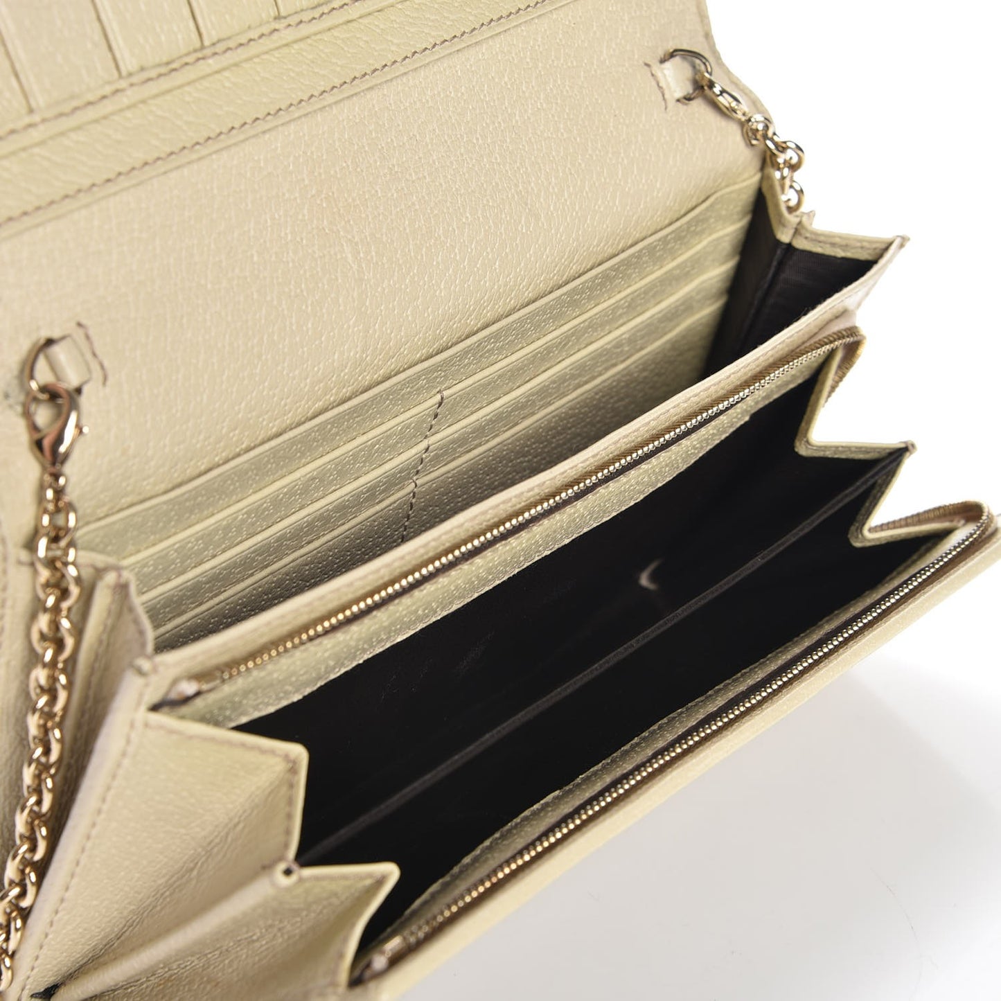 Monogram Metal Bar Chain Wallet Beige