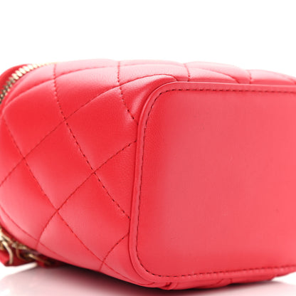 Chanel Lambskin Quilted Pearl Crush Mini Vanity Case With Chain Red 8 of 9